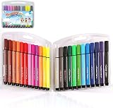 KXF 24 Assorted Washable Felt Tip Pens Triangular Grip Case Box Non-T toxic