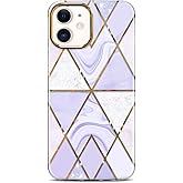 JIAXIUFEN Sparkle Blue Glitter Marble Case Compatible with iPhone 12/12 Pro Case Hard Back with Soft TPU Bumper Shockproof Phone Case for iPhone 12/12 Pro 6.1" 2020 Purple