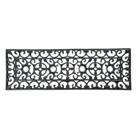 HOMESCAPES Black Wrought Iron Effect Rubber Doormat, 75 x 25 cm Amazon
