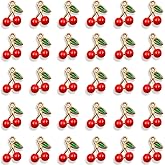 Meawaho 100PCS Red Cherry Alloy Charms, Cute Food Alloy Enamel Pendants, Fruit Alloy Dangle Charms for Necklace Bracelet Earrings Jewelry Making DIY Crafts