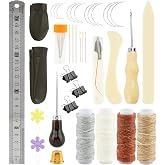 39Pcs Bookbinding Kits, Bookbinding Supplies with Bone Folder, Waxed Thread, Binding Ribbon, Glue Brush, Awl, Needles, Ruler for DIY Bookbinding, Paper Crafts, and Book Repair