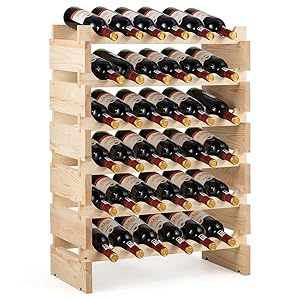 Giantex 36 Bottle Modular Wine Rack, 6 Tier Wine Display Shelves, Stackable Free Standing Wine Bottles Organizer for Bar, Cellar, Cabinet, Pantry, No Bolt Assembly, 25”LX11”WX33.5”H