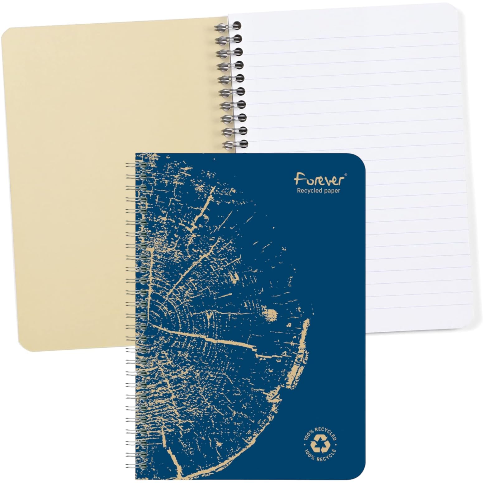 Forever 68416C A 100% Recycled Spiral Notebook (Clairefontaine) - A5 14.8x21 cm - 120 Detachable Lined Pages - Recycled White Paper 90 g - Recycled Card Cover