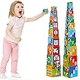 beeqoo Animal Sorting and Stacking Blocks - Educational ABC & Numbers Toy for Babies and Toddlers - Montessori Learning Tower -10 Nesting Cubes Building Set - Ideal Present for Boys & Girls