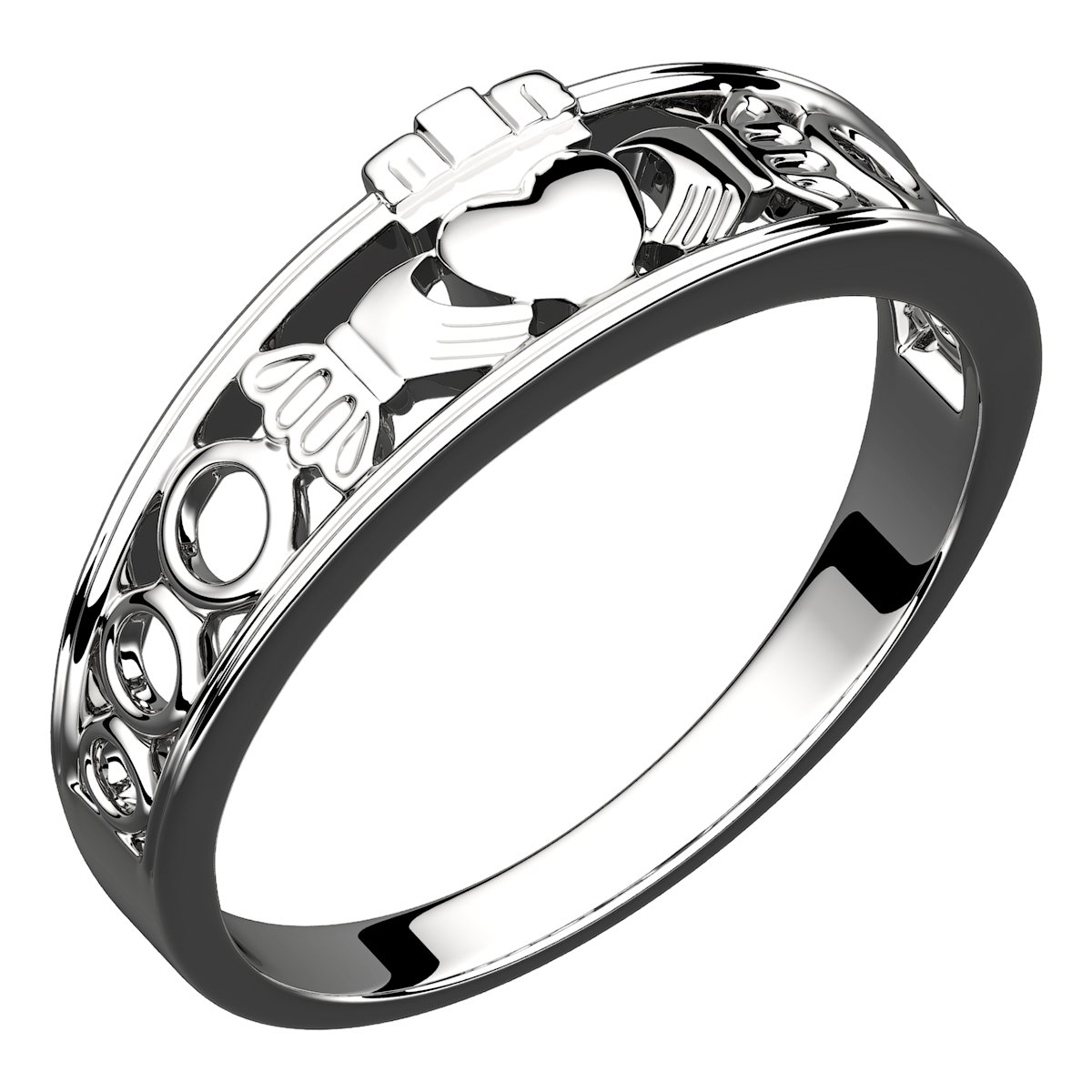 GWG Jewellery 925 Sterling Silver Claddagh Ring Half Covered Design – 5 in Gift Box for Women