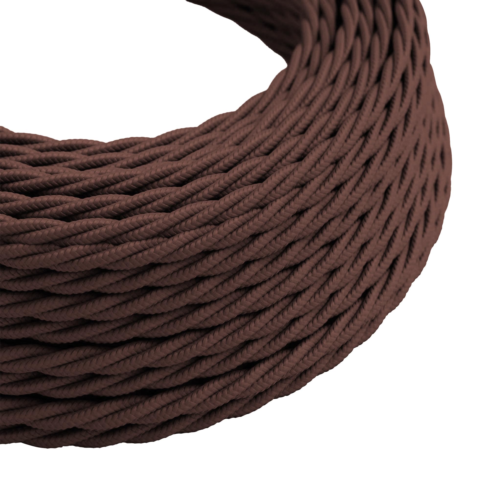 LEDSone 5 Meter Vintage 2 Core Twisted Electric Brown Colour Cable Fabric Covered Wire Italian Braided 0.75 mm Electrical Cable Flexible Wire for Lighting Other Appliances, Brown — image 1