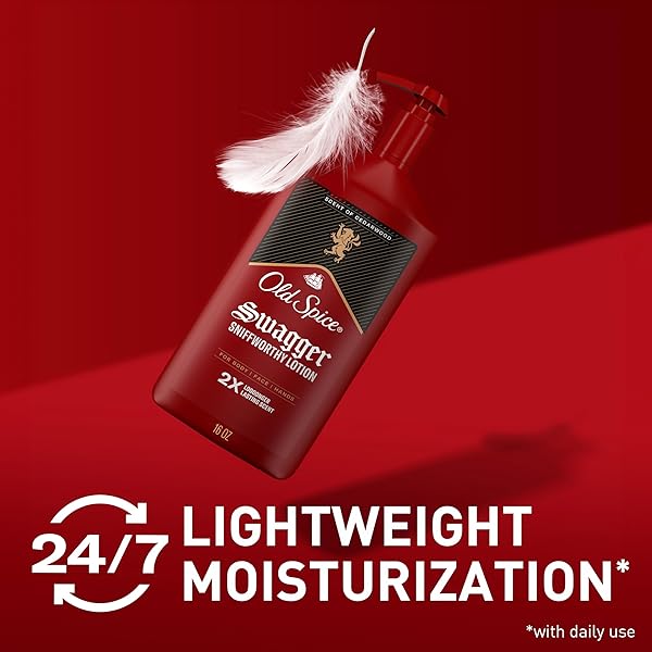 OLD SPICE HAND, FACE & BODY LOTION FOR MEN, 24/7 LIGHTWEIGHT MOISTURIZATION WITH AMAZING SCENT, INSTANT ABSORPTION, FOR ALL SKIN TYPES, SWAGGER WITH CEDARWOOD SCENT, 16 OZ