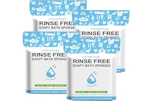 LALAMINGO 100 PCS Disposable Rinse Free Bath Sponges, No Rinse Bathing Wipes for Adults, Soap Infused Dry Shower Wipes for Elderly, Bedridden, Camping, Post Surgery(25 Count 4 Pack)