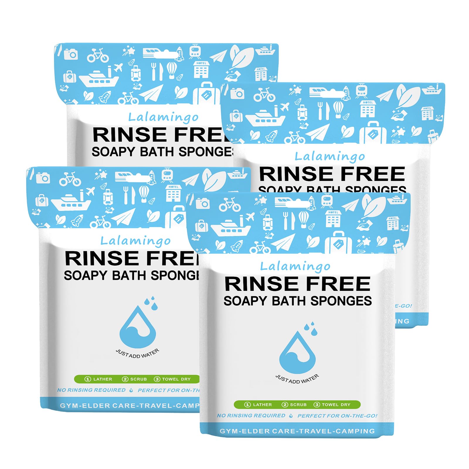 Photo 1 of 100 PCS Disposable Rinse Free Bath Sponges, No Rinse Bathing Wipes for Adults, Soap Infused Dry Shower Wipes for Elderly, Bedridden, Camping, Post Surgery(25 Count 4 Pack)