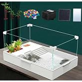 Medium Turtle Tank with Water Pump | Clear Acrylic Aquarium Habitat with Basking Platform, Easy-Clean Design for Baby Turtles and Small Reptiles