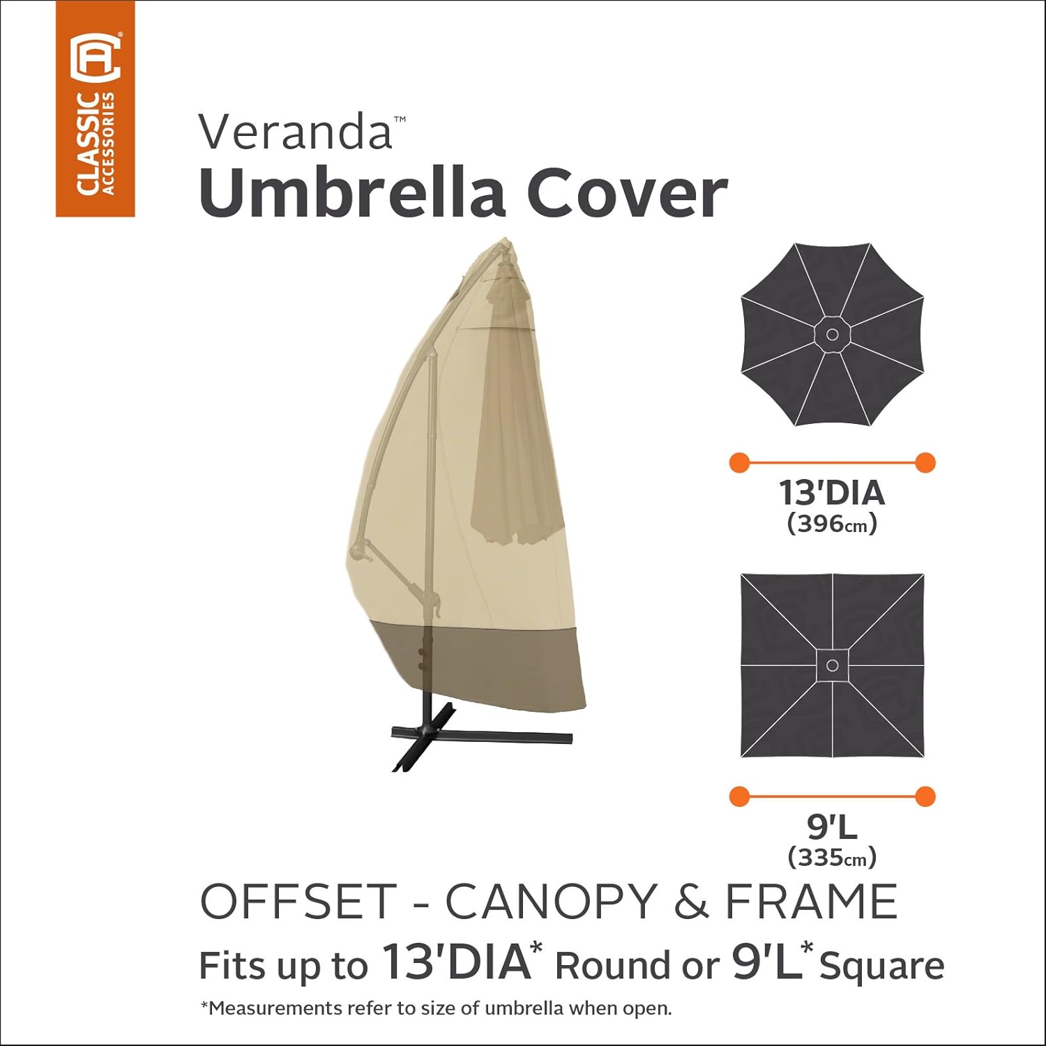 Classic Accessories Veranda Water-Resistant 13 Foot Offset Patio Umbrella & Frame Cover : Patio Umbrella Covers : Garden & Outdoor