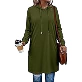 KISSMODA Women's Long Sleeve Tunic Tops Fall for Leggings Casual Long Tunics with Pockets T Shirts Loose S-3XL