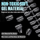 TOMICCA Coffin Short Nail Tips 192Pcs 12 Sizes Half Matte Full Cover Clear view 7