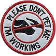 Patch Service Dog Working Do Not Touch Military Tactical Badge Hook & Loop Patch Please Do Not Pet Me I'm Working Service Dog Embroidered Patch-3.15" Diameter Round (ServiceDog-Red/White/Black)
