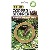 GONZO Copper Stopper Slug and Snail Barrier Tape 30 Feet - Non-Toxic Slug & Snail Repellent - Pet Safe - Plant Guards for Pot