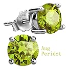 Feramox Sterling Silver Round Cubic Zirconia Studs Simulated Birthstone Stud Earrings for Women