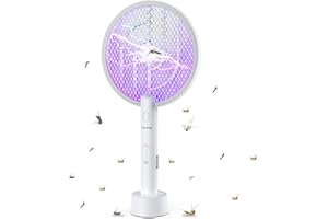 PALONE Bug Zapper Racket, 2 in 1 Fly Swatter with 3 Layer Safety Mesh, 3000V Electric Fly Zapper for Kitchen, Home, Garden an