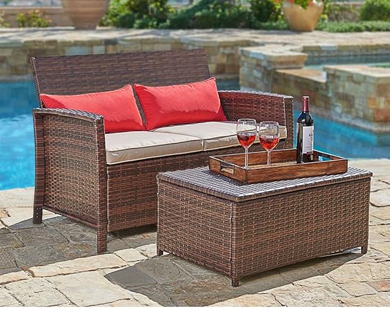 Amazon Com Suncrown Outdoor Furniture 2 Piece Patio Wicker Love
