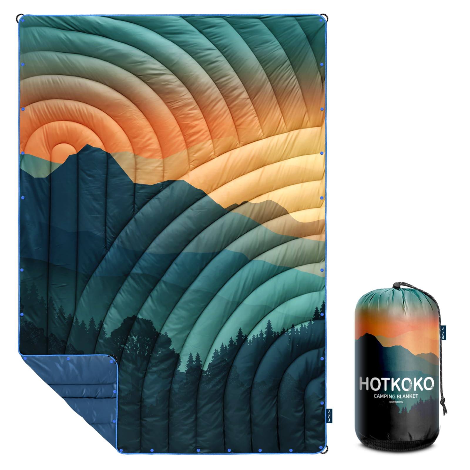 Photo 1 of hotkoko Mini Camping Blanket,Lightweight Down Alternative Puffy Printed Camping Blanket Packable Outdoor Blanket for Camping,Traveling, Stadium, Hiking, Picnics