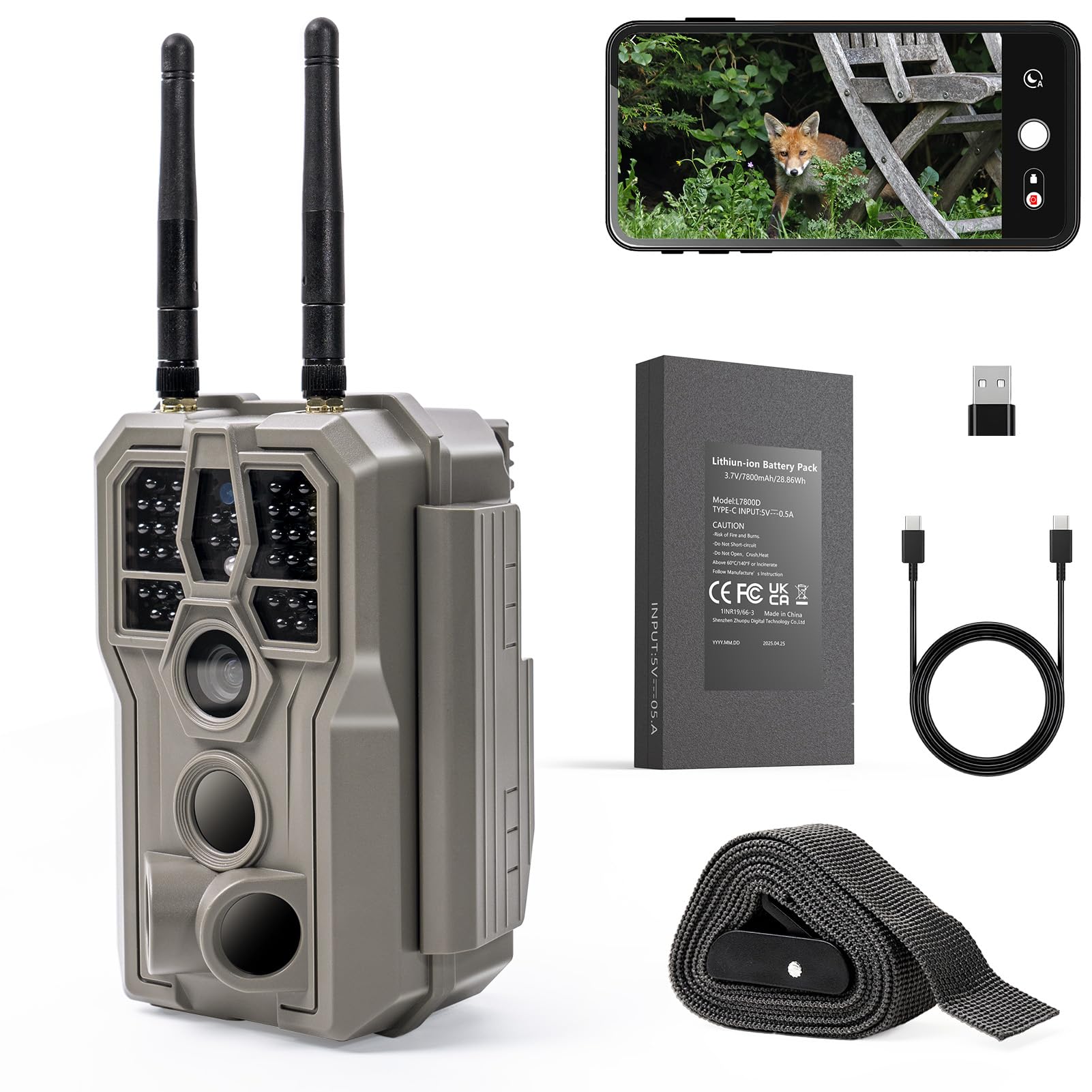 Photo 1 of GardePro E8 2.0 Pro WiFi Trail Camera (Non-Cellular), 4K Video & 64MP Photo, 7800mAh Battery, 165ft Long-Range Dual Antennas, Live View, No-Glow IR Night Vision, Motion Detection