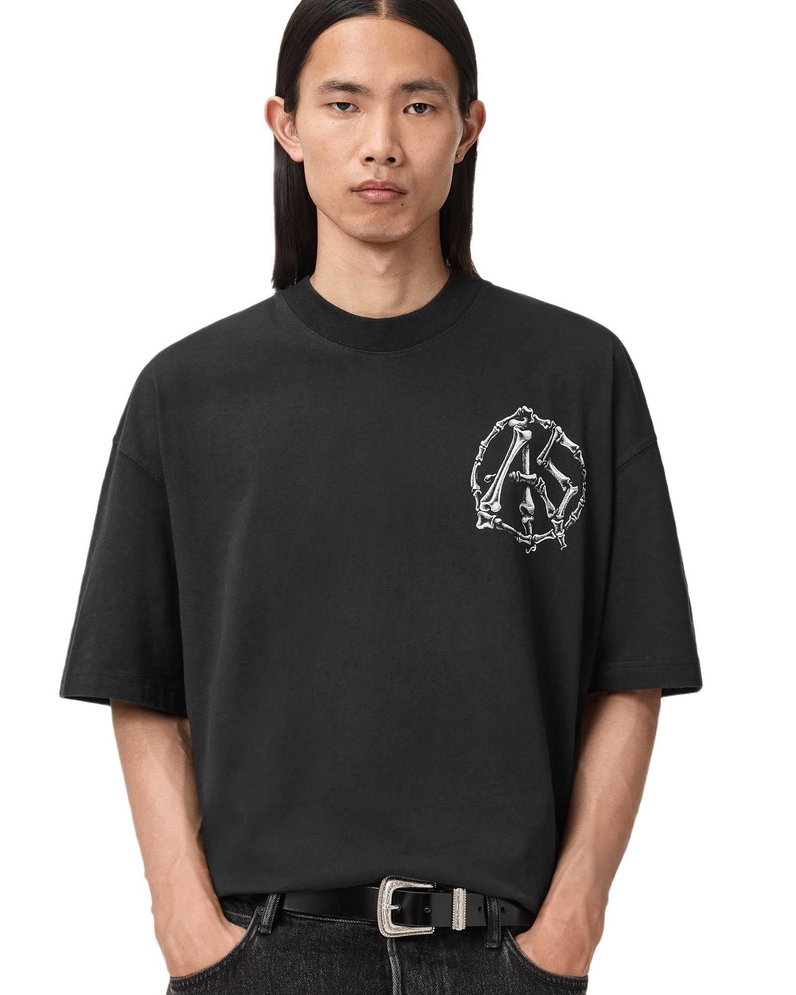 AllSaints Men’s T-Shirts Anatomica Ss Crew Washed Black XS