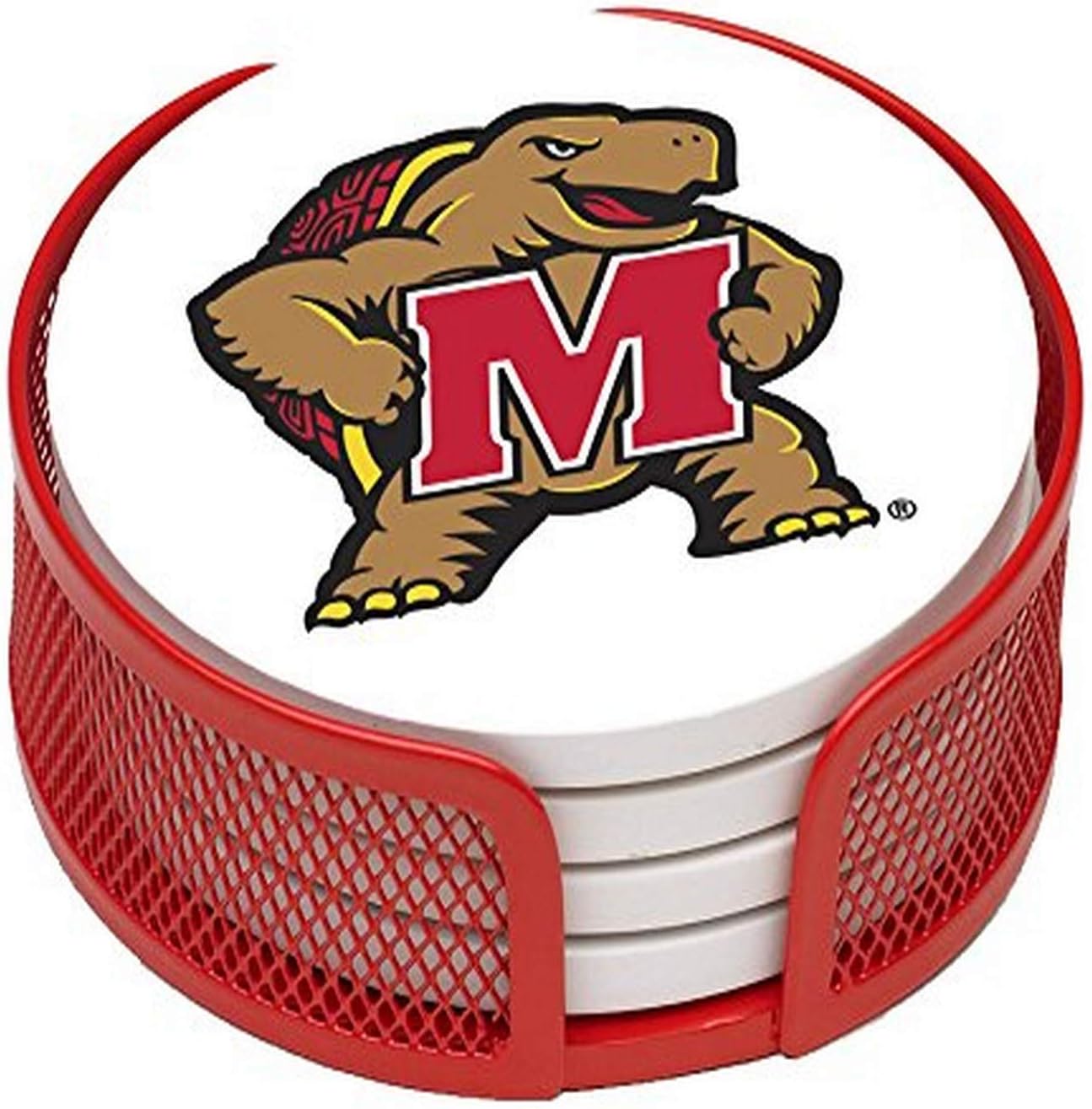 Thirstystone Stoneware Drink Coaster Set with Holder,-University of Maryland