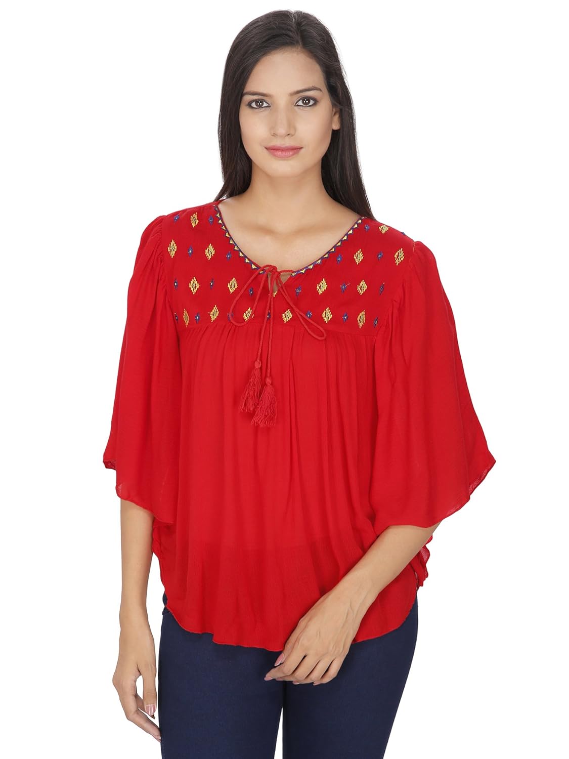 aditii's mantra stylish embroided poncho women's cotton top