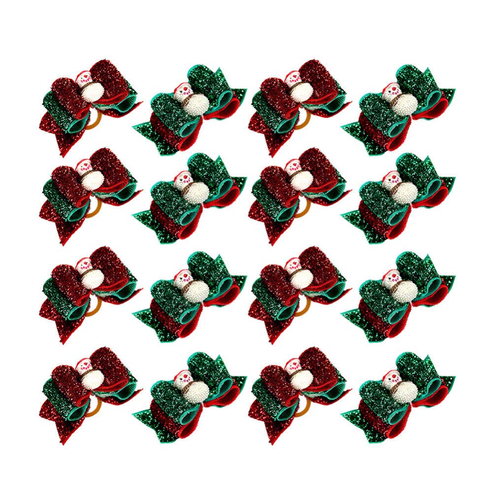 Balacoo 20pcs Pet Dogs Chirstmas Hair Bows with Rubber Bands Bow Ties Christmas Holiday Bowties Hairbands Hair Grooming Accessories (Random Color)