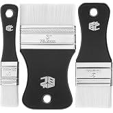 Bates- Flat Paddle Paint Brush Set, 3 Pack, 1"/2"/3" Nylon Bristles | Scale Paddle Brush with Short Ergonomic Handle for Oil and Acrylic Paints Varnishes Painter Artist