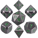 SIQUK 7 Pcs Metal Polyhedral Dice DND Dice Set with Metal Case