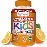 Feel Great Vitamin C Gummies for Kids | Chewable Orange Flavored Gluten Free & Vegetarian Gummies| Immune Support for Kids | 