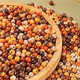 ToBeIT 500Pcs Colored Wooden Beads Round Brown Wood Bead Colorful Farmhouse Natural Wood Bead Boho Painted Hole Round Wooden Spacer Beads for DIY Crafts, Jewelry Making(10mm-500pcs)