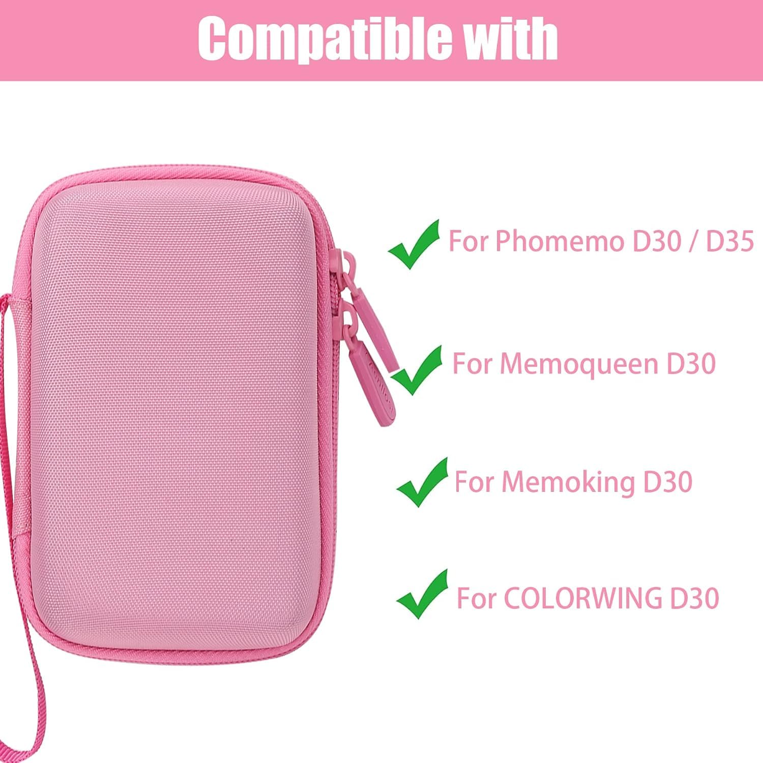 Aenllosi Hart Tasche Hülle für Phomemo D30/Phomemo D35/COLORWING D30/Memoking D30 Bluetooth Label Printer Label Maker (nur Tasche) (Rosa) 4