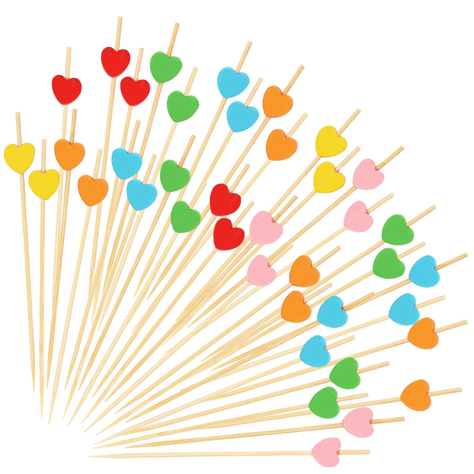 Photo 1 of 200pcs Heart Shaped Cocktail Toothpicks for Drinks, 4.7 Inch Colorful Food Picks for Appetizer Fruit Sticks Skewers for Wedding Bridal Shower Valentine's Day Party Decor (6 Colors)