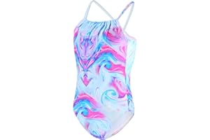 TENVDA Girls Swimsuit Summer Beach Sport Halter Bathing Suits One Piece Swimwear for 2-12 Years Old Kids