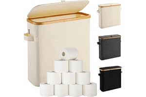 Toilet Paper Storage Basket with Lid Cover, Large Toilet Roll Storage Holder Stand for Mega Rolls, Toilet Paper Tissue Organi
