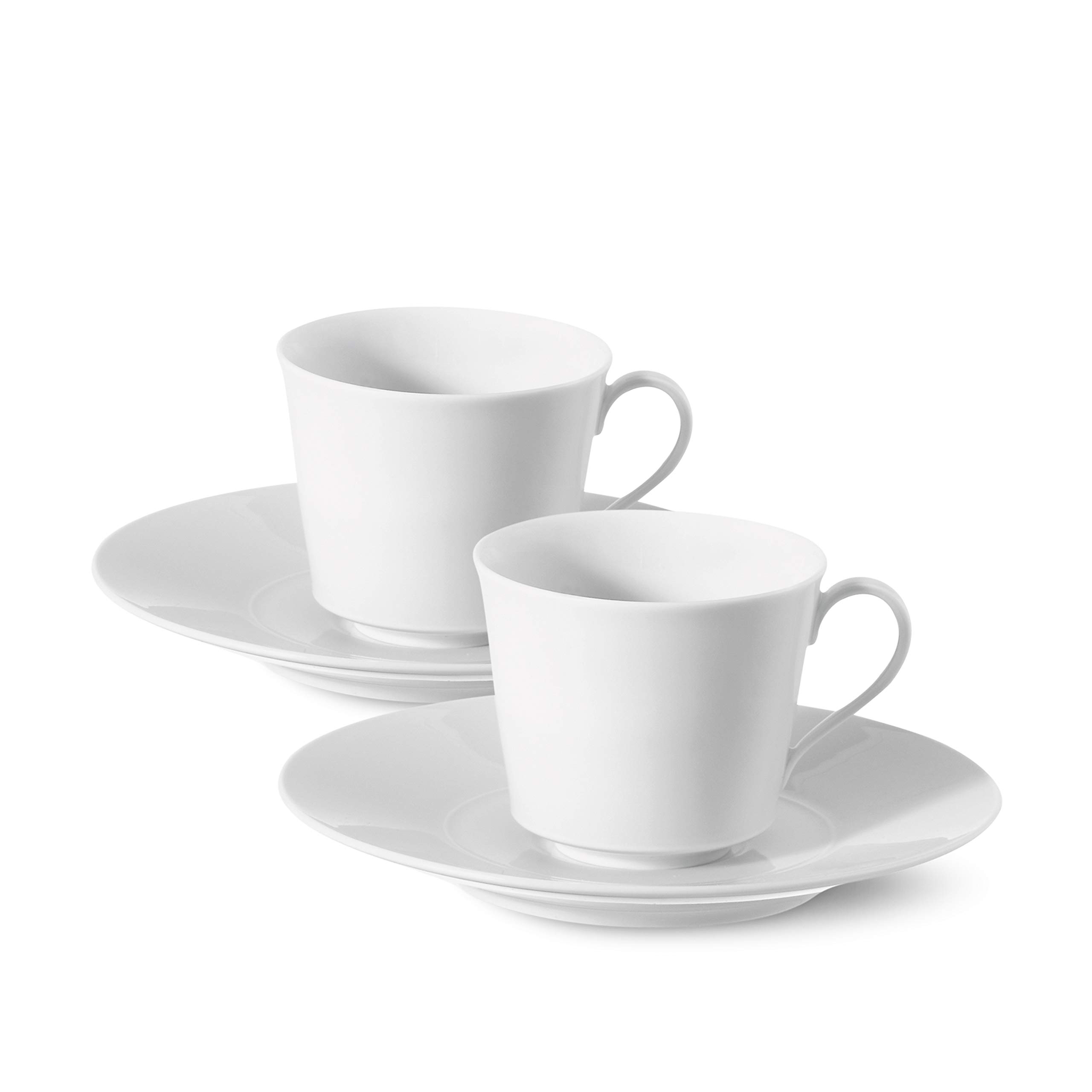 KPM Berlin Urania Espresso Set 4 Pieces Porcelain Espresso Cups with Saucers Handmade White in Gift Box