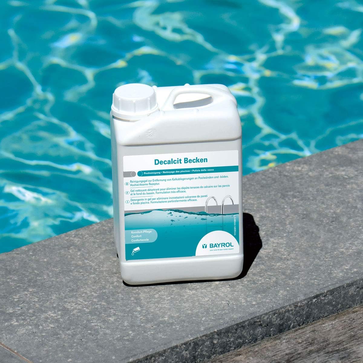 BAYROL Decalcit Becken - Saurer Poolreiniger zur Entfernung von Kalkablagerungen an Poolwänden und -böden - Hochwirksame Rezeptur - 3 L