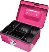 Cathedral Products Key Lockable Cash Box 4 Inch Pink with Coin Slot Tray