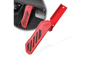 Phamyor Aluminum Anti-Slip Dead Pedal Driver Foot Rest Pad Fit for 2018-2024 Jeep Wrangler JL JLU 4XE & Jeep Gladiator JT, Adjustable Left Side Kick Panel, Red