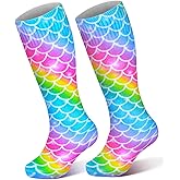 PAMAID Kids Soccer Socks Toddler Knee High Soccer Baseball Socks for Girls