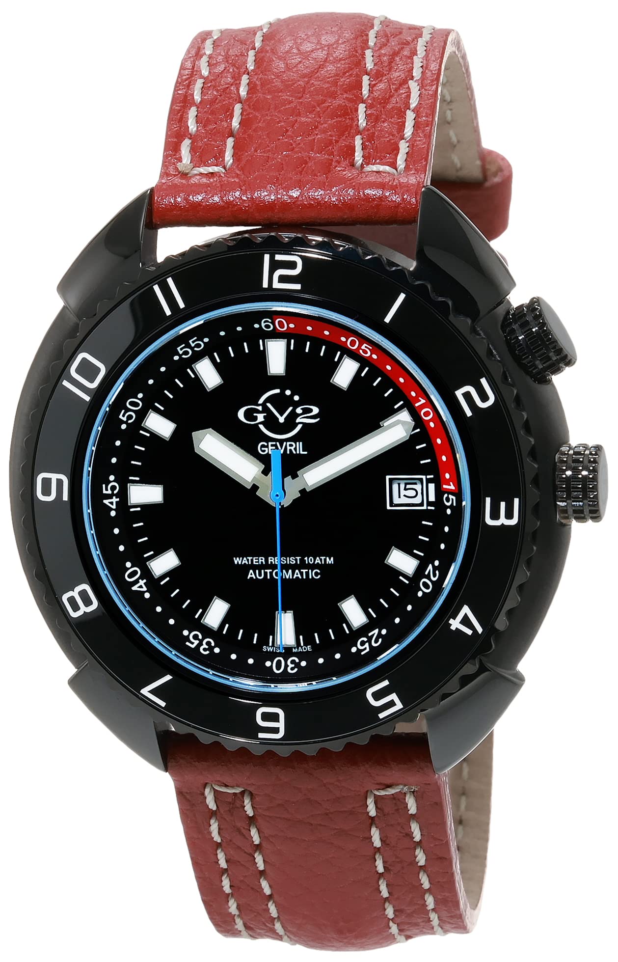 Photo 1 of ***(USED/ UNABLE TO TEST ITEM)***GV2 Men's Squalo Swiss Automatic Watch, Genuine Italian Leather Strap