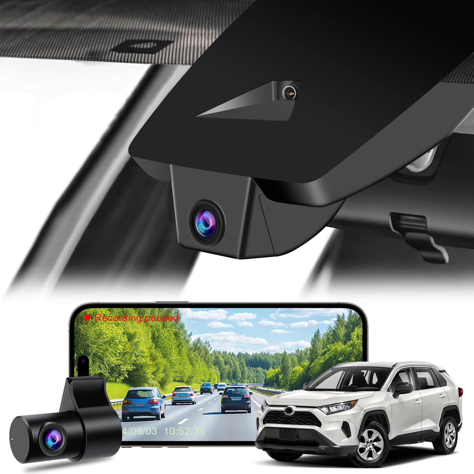 Photo 1 of KuTaiTai Front 4K & Rear 1080P Dash Cam for Toyota RAV4 2022 2023 2024 2025 LE Limited SE Adventure XLE Premium XSE (Model B) with Vent Hole, OEM Look, WiFi&APP, G-Sensor, Loop Recording, 128GB Card