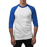 Pro Club Men's 3/4 Sleeve Crew Neck Baseball T-Shirt, White/Royal Blue, Medium (Discontinued)