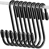 Hotop 36 Pcs Black S Hooks for Hanging 2.4 Inch Heavy Duty S Shaped Hook Rack Metal Non Slip Hanger for Christmas Tree Stocking Kitchen Pot Utensils Closet Wire Bathroom Bedroom Pan Bag Towel Plant