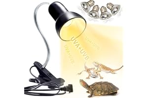 ICEPARK Reptile Heat Lamp, UVA UVB Reptile Light Basking Spot Lamp, Turtle Aquarium Tank Heating Lamps Holder & Switch Fixture for Aquatic Turtles Tortoise Snake Lizards Terrarium Amphibian with 3 Heat Bulbs