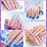 Wakaniya 8 Color Clear Pink Glitter Dip Powder Nail Set Starter Kit Base Top view 3