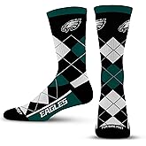 For Bare Feet - NFL Team Logo and Colors Men's Ribbed Argyle Socks Size Large 10-13