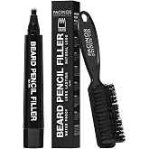 Pacinos Beard Pencil Filler, Waterproof, Natural Finish, Moustache, Black | Waterproof sparse-area beard filler, natural-looking finish, micro-fork tip for precise application, Includes blending brush