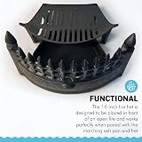 Thorness 16 Inch Cast Iron Castle Fire Fret Grate Ash Pan Set Matt Black view 3